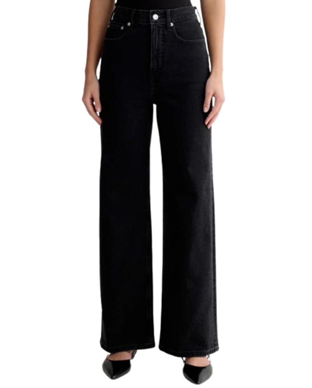 EVERLANE Womens Way-High Sailor Jeans Size 25 US 0 Crop Coal Black Wide Leg NWT
